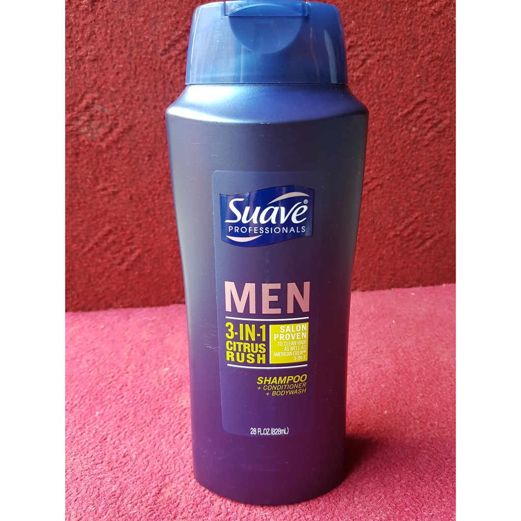 Dầu tắm, gội, xả Suave Men 3 in 1 828ml