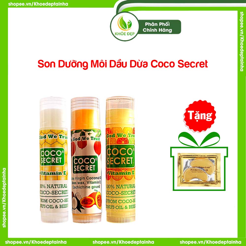 Son dưỡng môi, dưỡng ẩm, tẩy tế bào chết, làm hồng môi, tinh dầu dừa dưỡng môi Coco Secret chính hãng