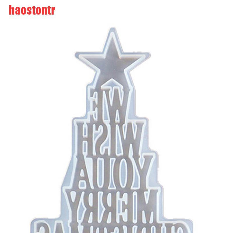 [haostontr]DIY Christmas Epoxy Resin Mold Christmas Tree Letter Silicone Mold Decoration