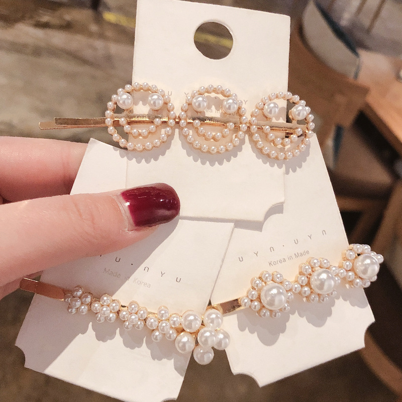 Kẹp Tóc Hình Mặt Cười Đính Ngọc Trai Đơn Giản Kiểu Hàn Quốc