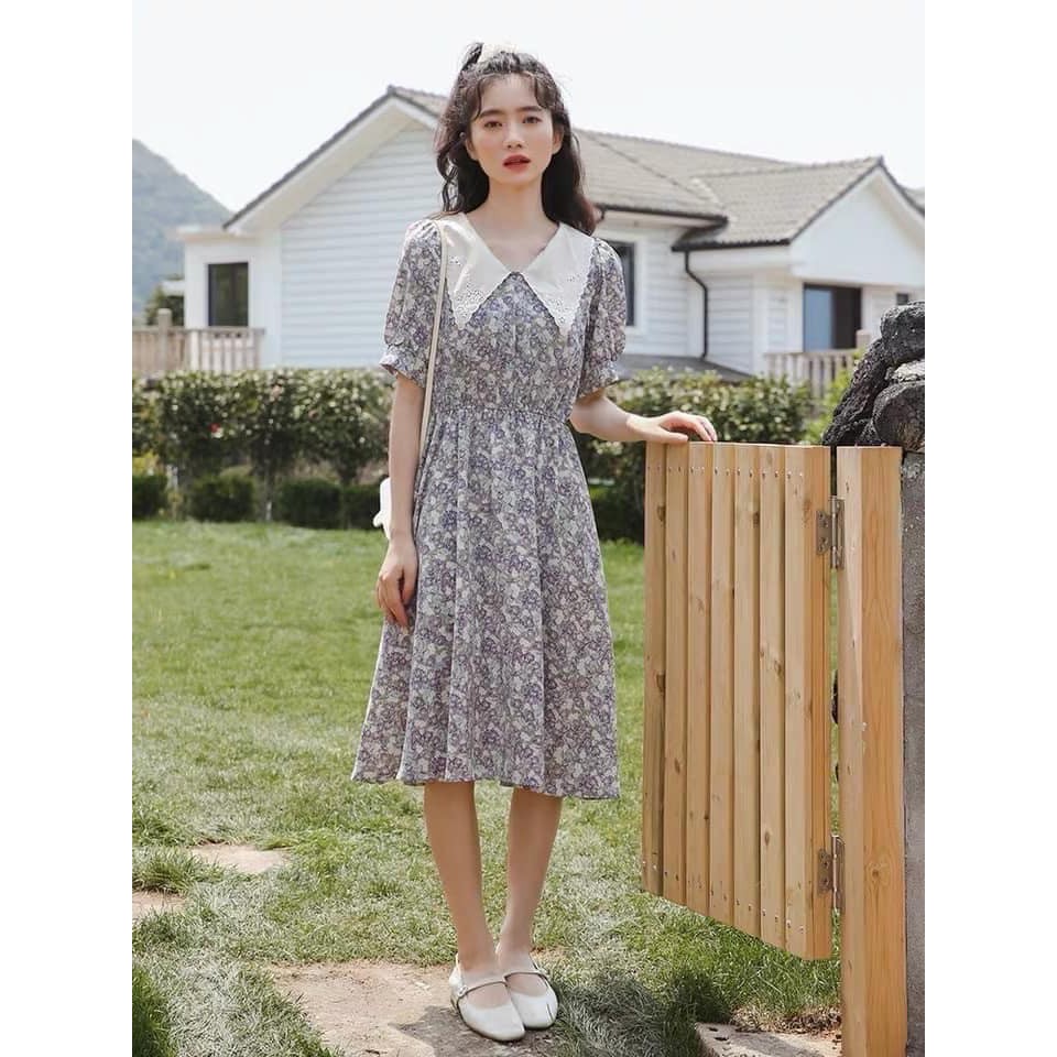 [FREESHIP50K] Váy hoa cổ thêu chun bụng vintage nhiều màu | BigBuy360 - bigbuy360.vn