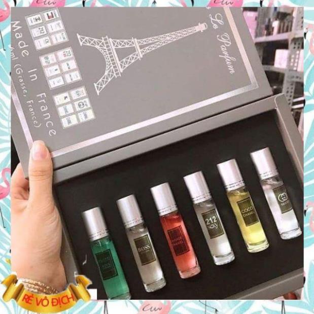 Gia Dụng Hộp 6 chai nước hoa mẫu thử dạng lăn - set nước hoa mini - cực thơm