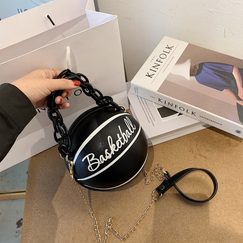 Túi Xách Da PU Hình Quả Bóng Rổ ONERI Phối Dây Xích Đeo Vai Sành Điệu Cho Nữ