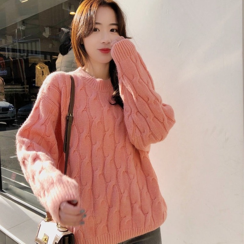 Áo sweater nhung dày dáng rộng phong cách Hàn Quốc thời trang thu đông mới 2021 6606