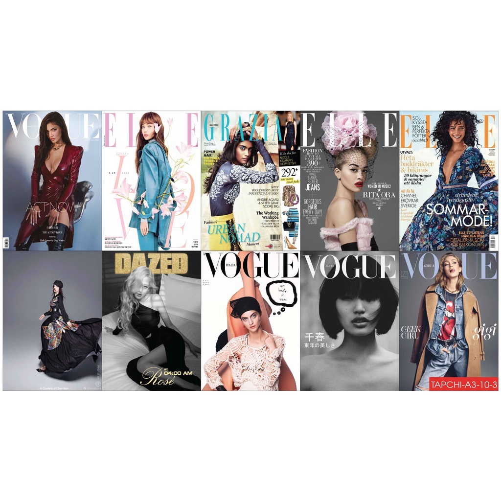 SET/COMBO 10 Tờ Bìa Tạp Chí Khổ A3 A4 A5