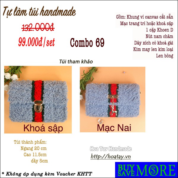 Combo 69 - Tự làm túi xách handmade - Bộ nguyên liệu đầy đủ tự làm