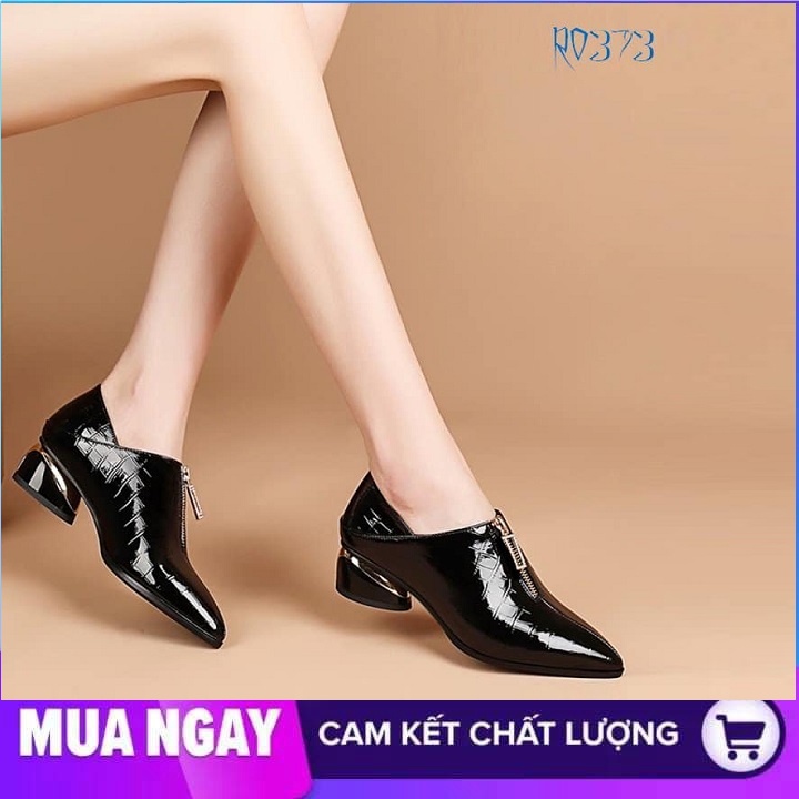 Giày boot nữ cổ thấp 4cm hàng hiệu rosata màu đen công sở ro373