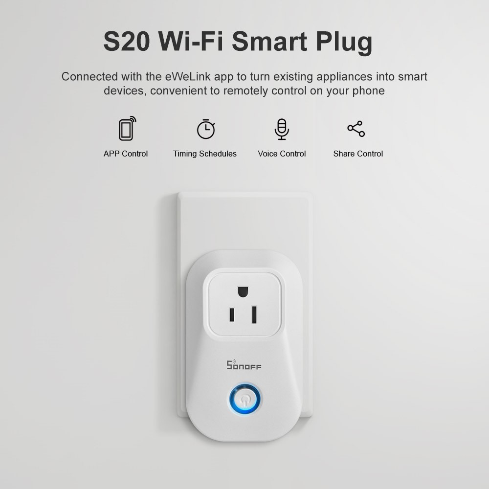 Ổ Cắm Thông Minh Sonoff S20 Điều Khiển Từ Xa 10a Google Home Alexa Hiện Đại