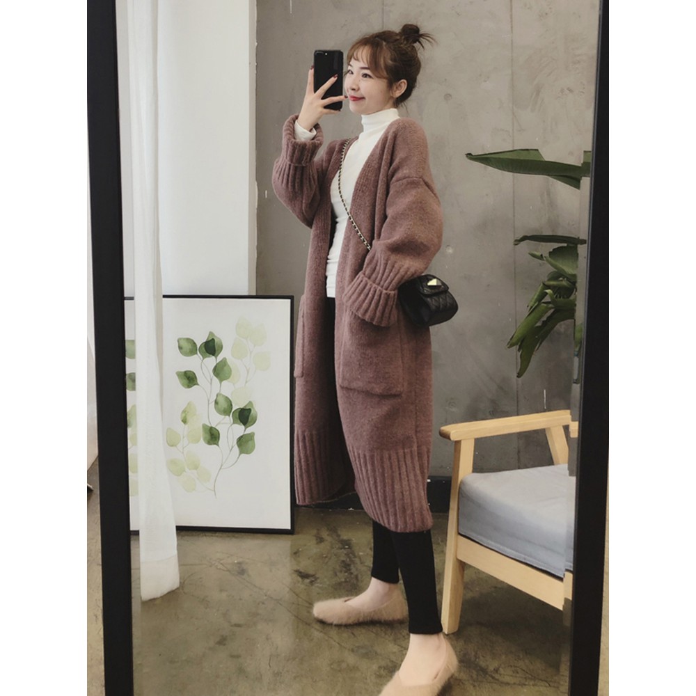 (ORDER) Áo khoác cardigan len mềm mịn dày dặn dáng rộng dài hai túi không khuy style Hàn Quốc cao cấp ( HÀNG_MỚI )