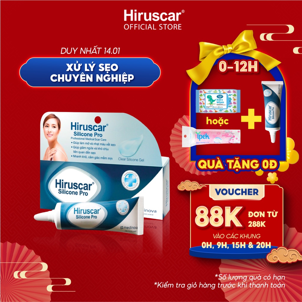 Gel xử lý sẹo mổ, to, lồi &amp; phì đại Hiruscar Silicone Pro 10g