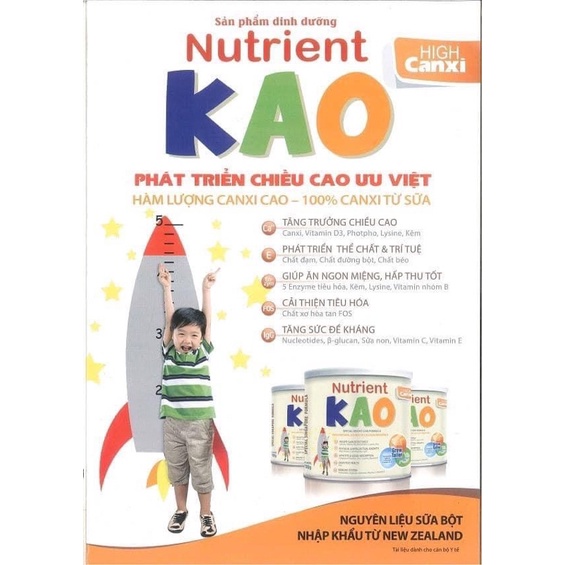 sữa nutrient kao tăng chiều cao cho bé từ 1-6 tuổi hộp 700g