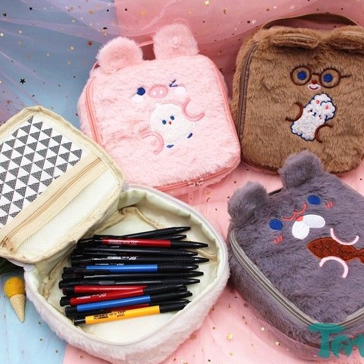 Túi đựng đồ lông xù Gấu Thỏ Milkjoy ăn kẹo - Milkjoy ôm gấu bông - Milkjoy lông dài