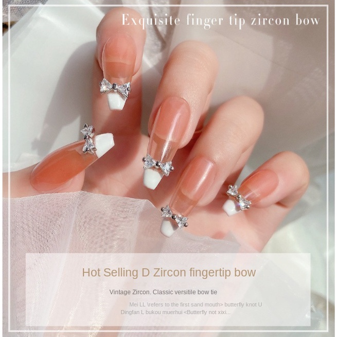 Trang sức móng tay zircon nơ đỏ ròng / Đa năng Đèn flash Siêu sáng Đồ trang sức nghệ thuật làm móng sang trọng /  Trang sức kim cương nghệ thuật móng tay