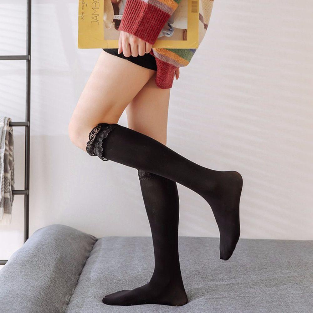 Đôi Vớ Chân Co Giãn Phối Ren Màu Ngà Phong Cách Công Chúa Lolita Nhật Bản Dành Cho Nữ