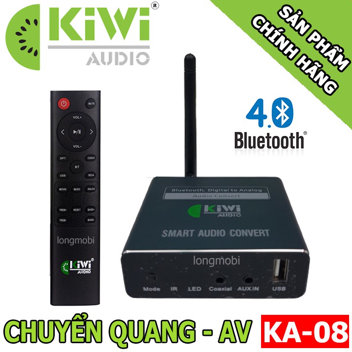  Kiwi KA 08 Bộ Chuyển Âm Thanh Quang Học Sang AV Bluetooth 4.0 Kèm Remote