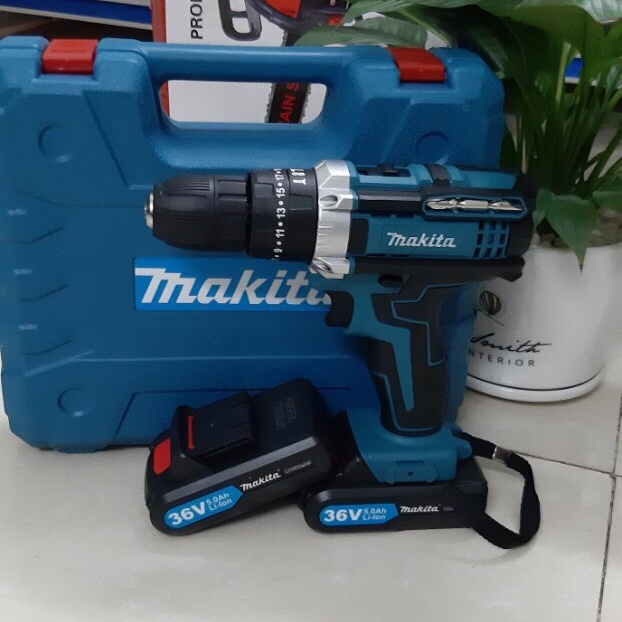 Máy khoan pin 36V Makita 3 chức năng có búa - Tặng kèm 24 chi tiết gồm các mũi khoan + Mũi bắt vít