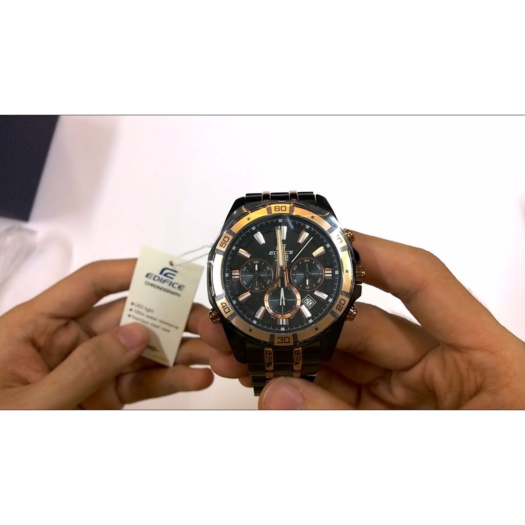 Đồng Hồ Nam Casio Edifice EFR-547BKG-1AVUDF chống nước độ sâu 100m - Điểm Vàng Hồng