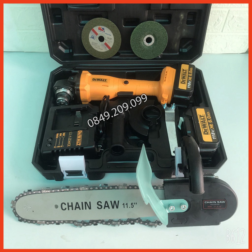 [CHÍNH HÃNG] Máy mài pin Dewalt 118v, 2 PIN 10 Cell, không chổi than, KÈM 1 đá cắt, đá mài, bộ lưỡi cưa gỗ ...