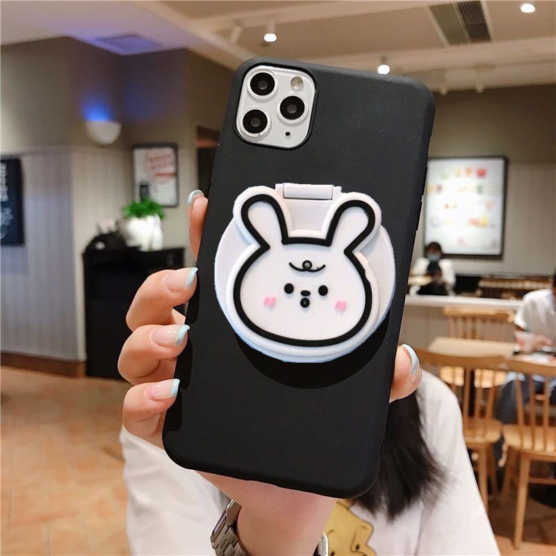 Vỏ điện thoại có gương trang điểm Apple iPhone 12 11 Pro max X XR XS MAX 7 7Plus 8 8Plus 6 6Plus 6s 6sPlus 5 5s 5e Cute Cartoon Rabbit Make Up Mirror Phone Cover Case