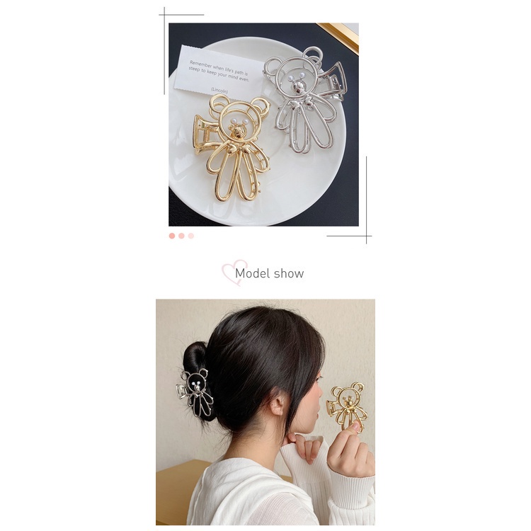 Kẹp tóc hình chú gấu bằng kim loại thiết kế tinh tế phong cách Hàn Quốc thời trang cho nữ