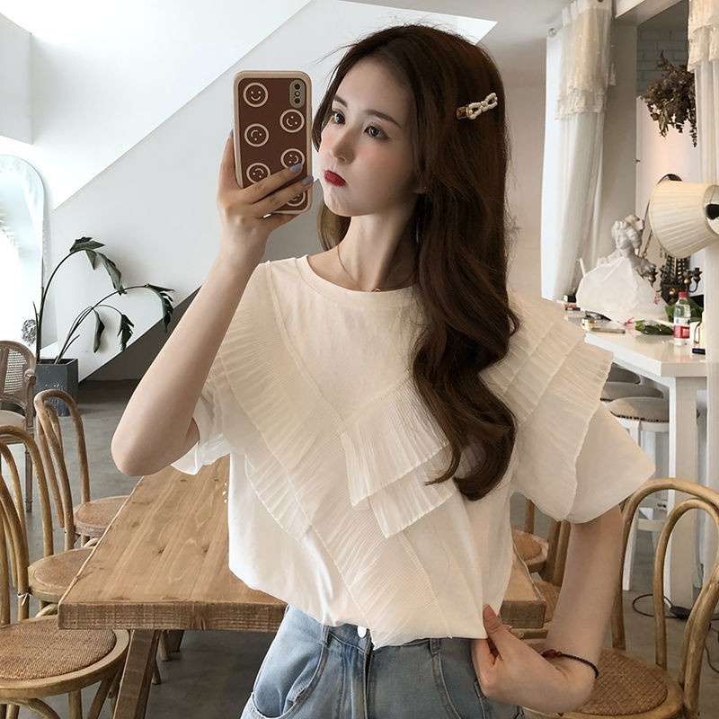 kho sẵn sàng🎁angryball Áo Thun Tay Ngắn Dáng Rộng Phong Cách Hàn Quốc Thời Trang Mùa Hè Cho Nữ