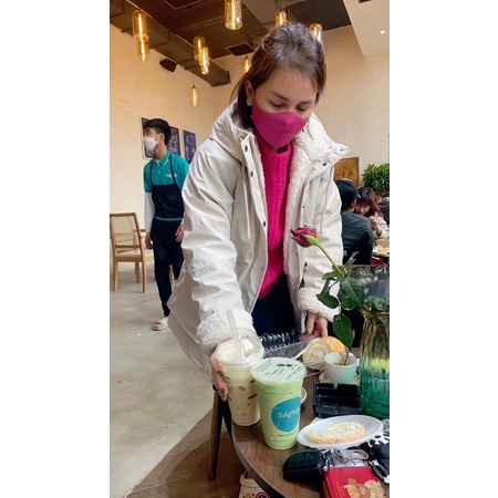 Áo khoác da parka trắng pullbear