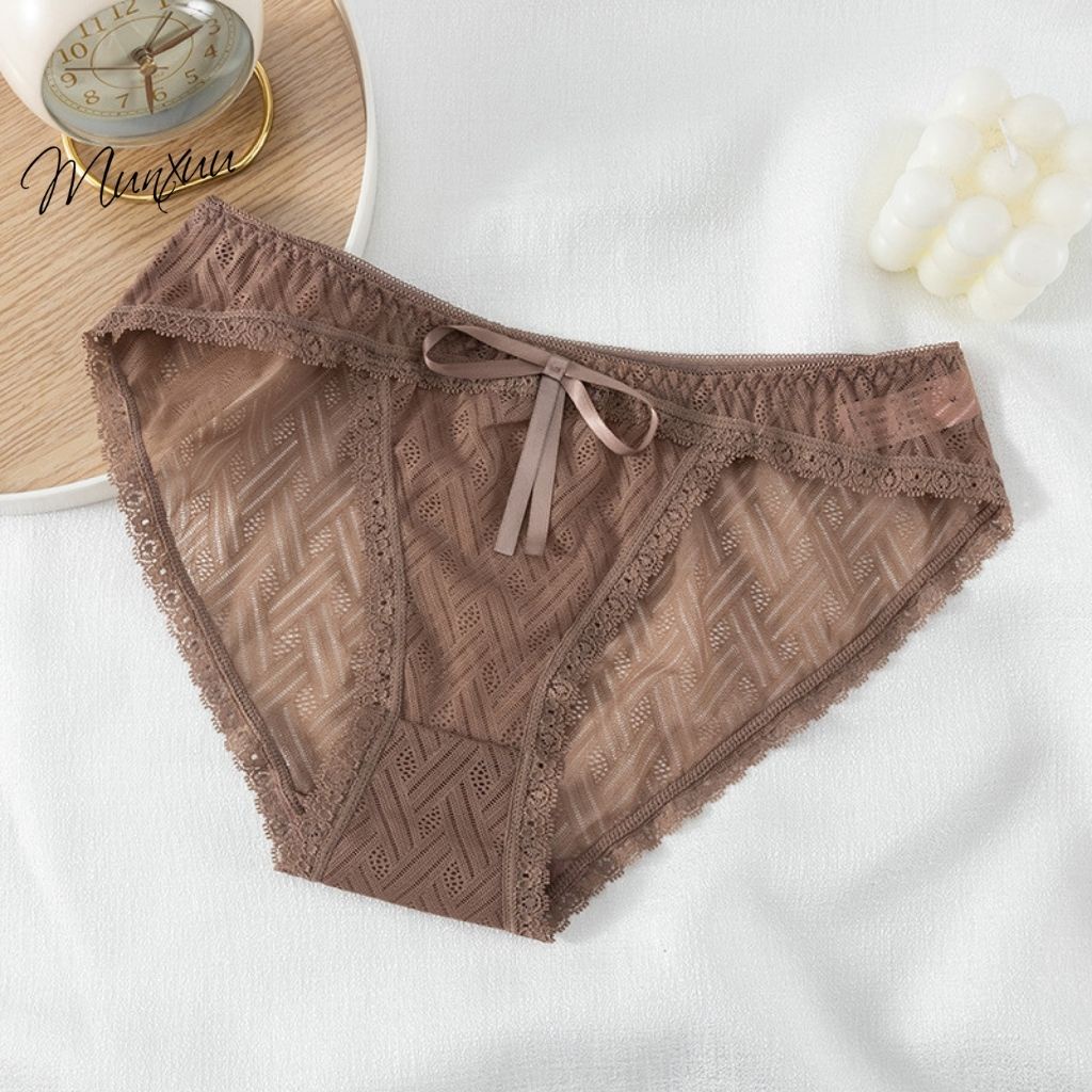 Quần lót nữ ren xuyên thấu gợi cảm MUNXUU, vải ren gấm cao cấp mềm mại thoáng mát- QC124