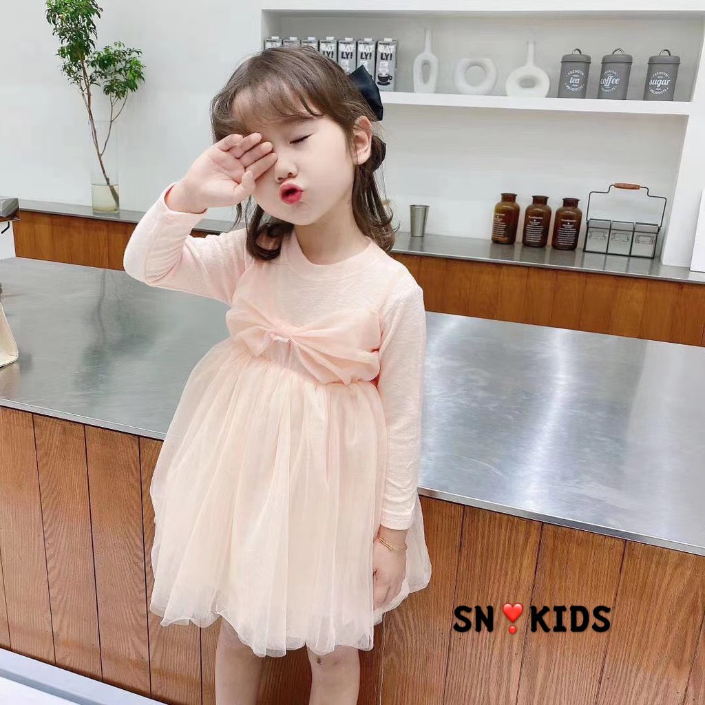 Váy zip nơ ngực cho bé gái