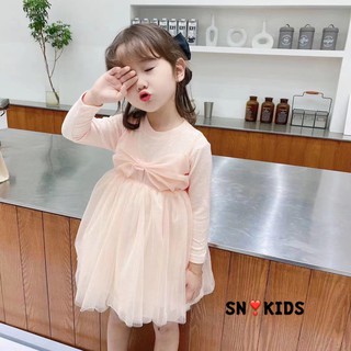 Váy zip nơ ngực cho bé gái