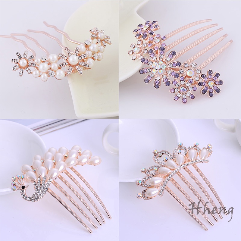 YADORNOS Lược Cài Tóc Cô Dâu Đính Đá Pha Lê Và Ngọc Trai Nhân Tạo Thời Trang