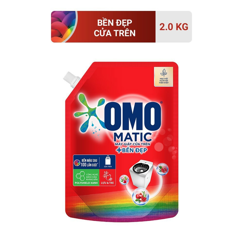 Nước giặt Omo Matic cho máy giặt cửa trên túi 2.2L / 2L