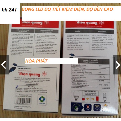 Bóng đèn led buld điện quang, bảo hành 24 tháng:5w,9w,12w,20w,30w,40w