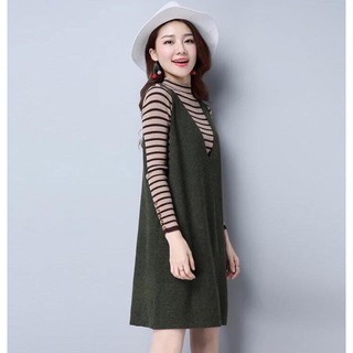 Đầm Bầu Thu Đông - Sét Yếm Len Cổ V