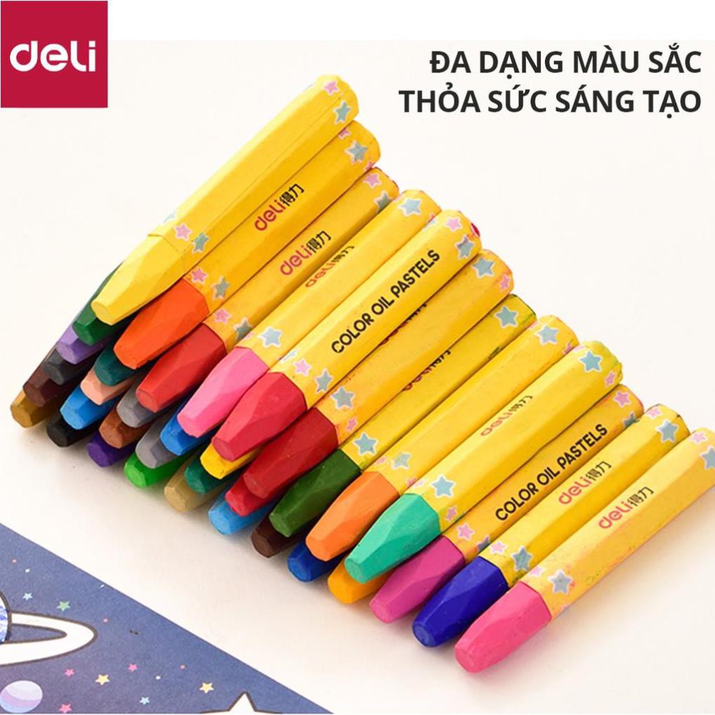 Bút sáp dầu học sinh hộp nhựa Deli - 12/18/24 màu - 72090/72091/72092 [Deli]