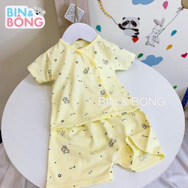 Bộ Quần Áo Cộc Unchi Họa Tiết Cho Bé 3-8kg/ 5 Màu