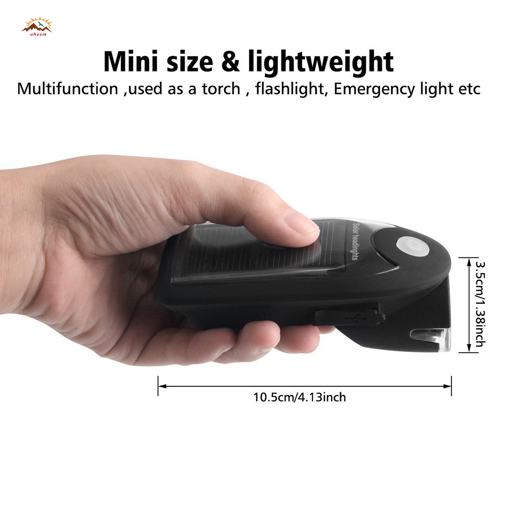 Đèn Pha Led Sạc Usb Năng Lượng Mặt Trời Chống Thấm Nước Có Thể Xoay 360 Độ Cho Xe Đạp