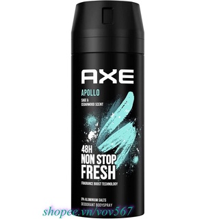 Xịt khử mùi 150ml axe non stop apollo ngăn mùi cơ thể, vov567 100% là hàng chính hãng.