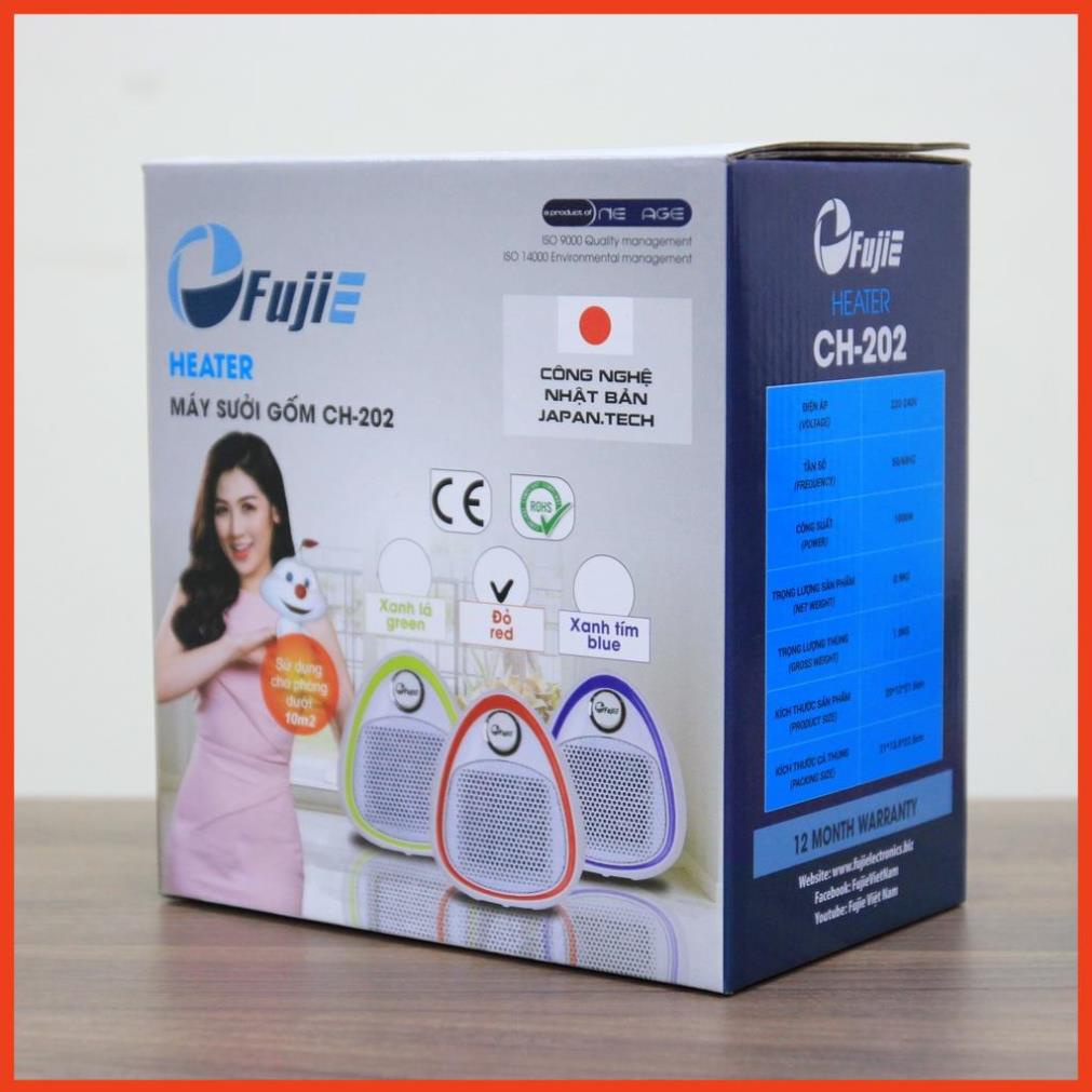 Quạt sưởi gốm FujiE CH-202 công nghệ Nhật Bản, máy sưởi ấm điện mini cầm tay không đốt oxy, không khô da cho bé