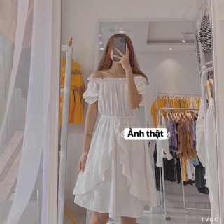 [ HÀNG SHOP] VÁY TRẮNG TRỄ VAI VẠT CHÉO