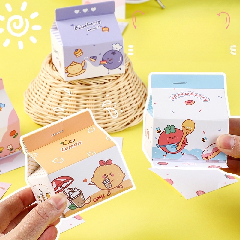 Set 200 tờ note ghi chú, note hộp sữa tiện lợi Tiệm Ốc Sột-PK014