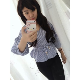 ÁO KIỂU NHÚN EO NƠ BÁNH BÈO A123 GIA ĐÌNH NHỎ