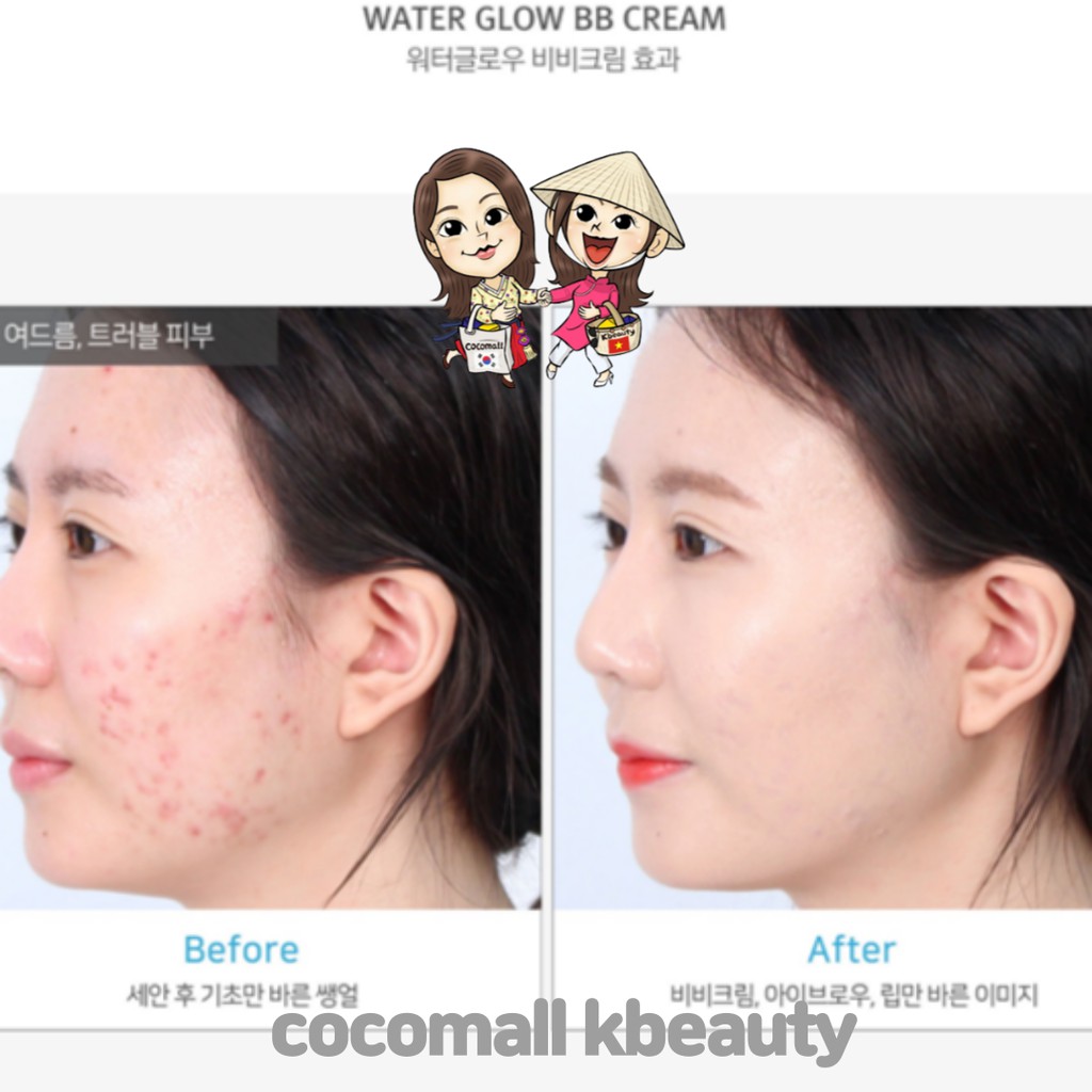 Kem nền Rubelli Water Glow BB Cream SPF30 PA++ Trang Điểm Che Phủ Da Trắng Mịn Màng Coco Mall KBeauty TẶNG 1 MÚT TÁN KEM