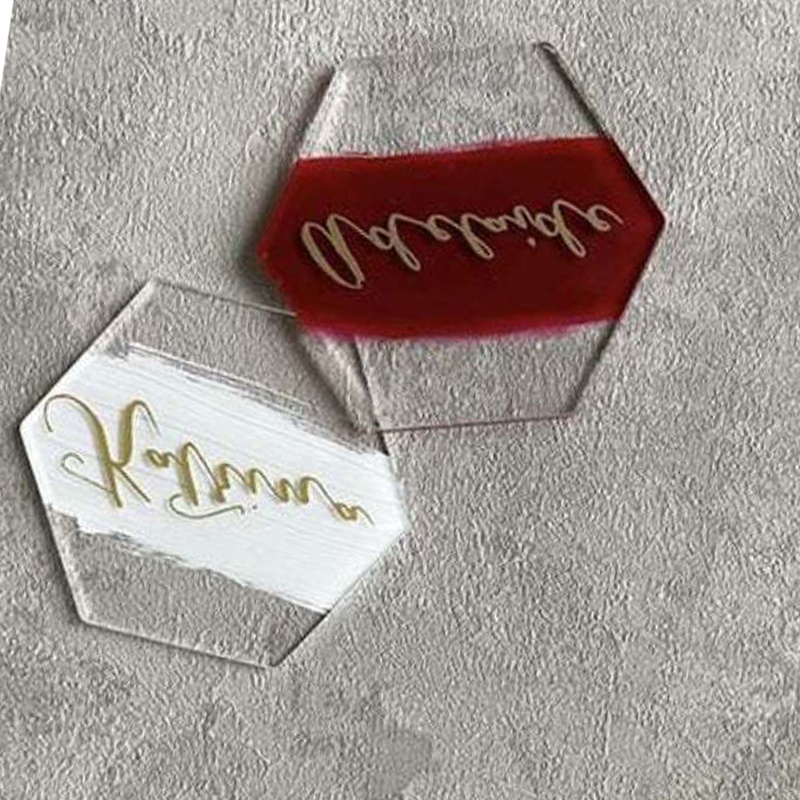 Set 20 Thẻ Nam Châm Hình Lục Giác Màu Trong Suốt Trang Trí Tiệc Cưới