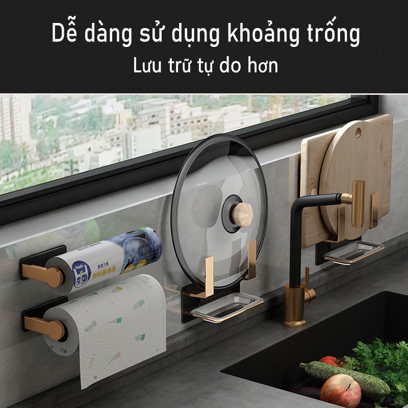 Giá để nắp nồi MEIDOO gắn tường khoan / dán tùy chọn tiện dụng cho nhà bếp
