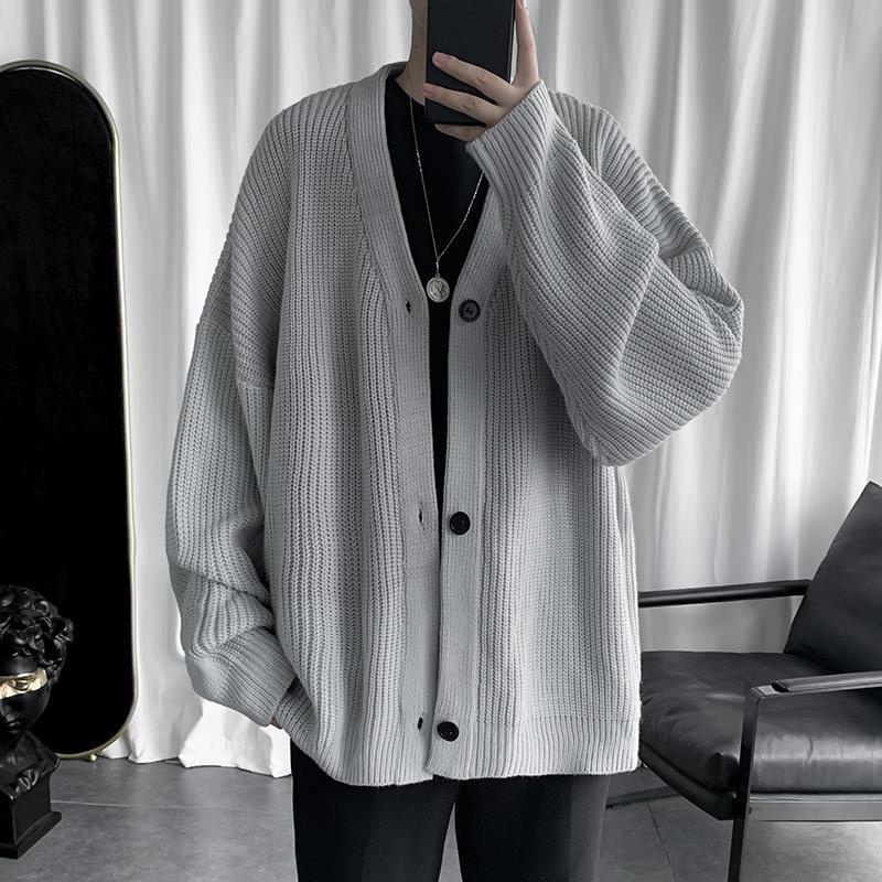 Bán Chạy!F &amp; X Áo Khoác Cardigan Len Dệt Kim Dáng Rộng Màu Trơn Phong Cách Nhật Bản Thời Trang Thu Đông Đơn Giản Dành Cho Nam
