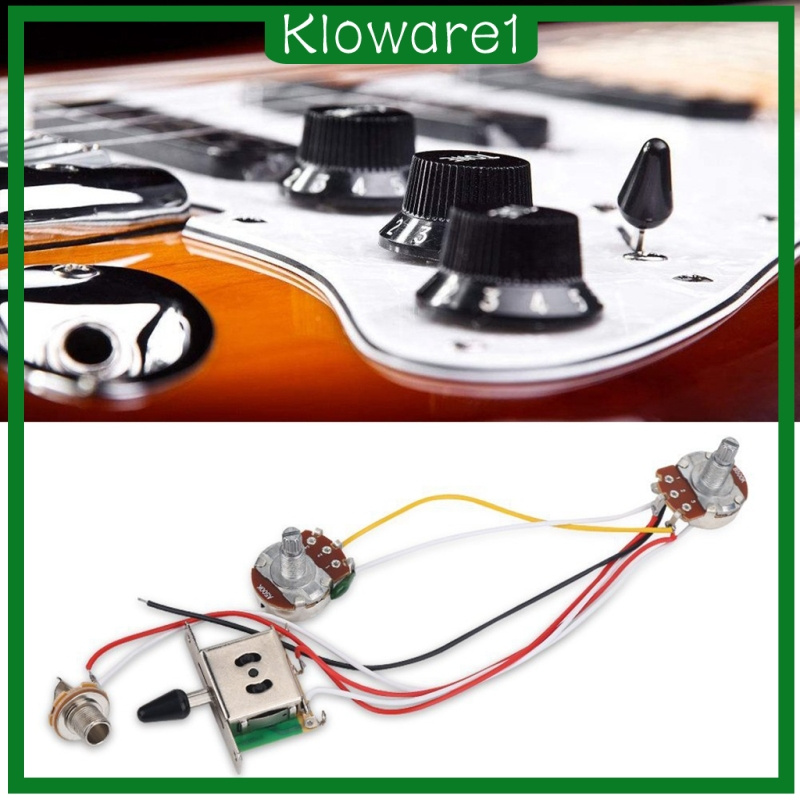 [KLOWARE1]Guitar Wiring Harness 3 Way Toggle Switch 1V1T 500K Pot for Electric Guitars