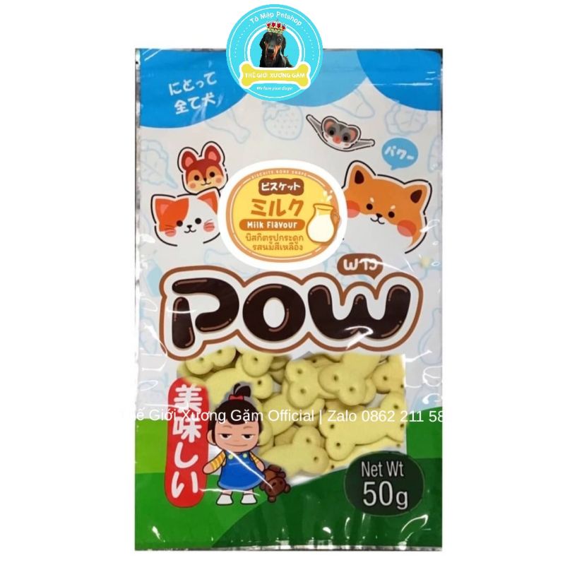 POW BISCUIT BÁNH QUY SỮA ĐỦ VỊ CHO CÚN 50GR