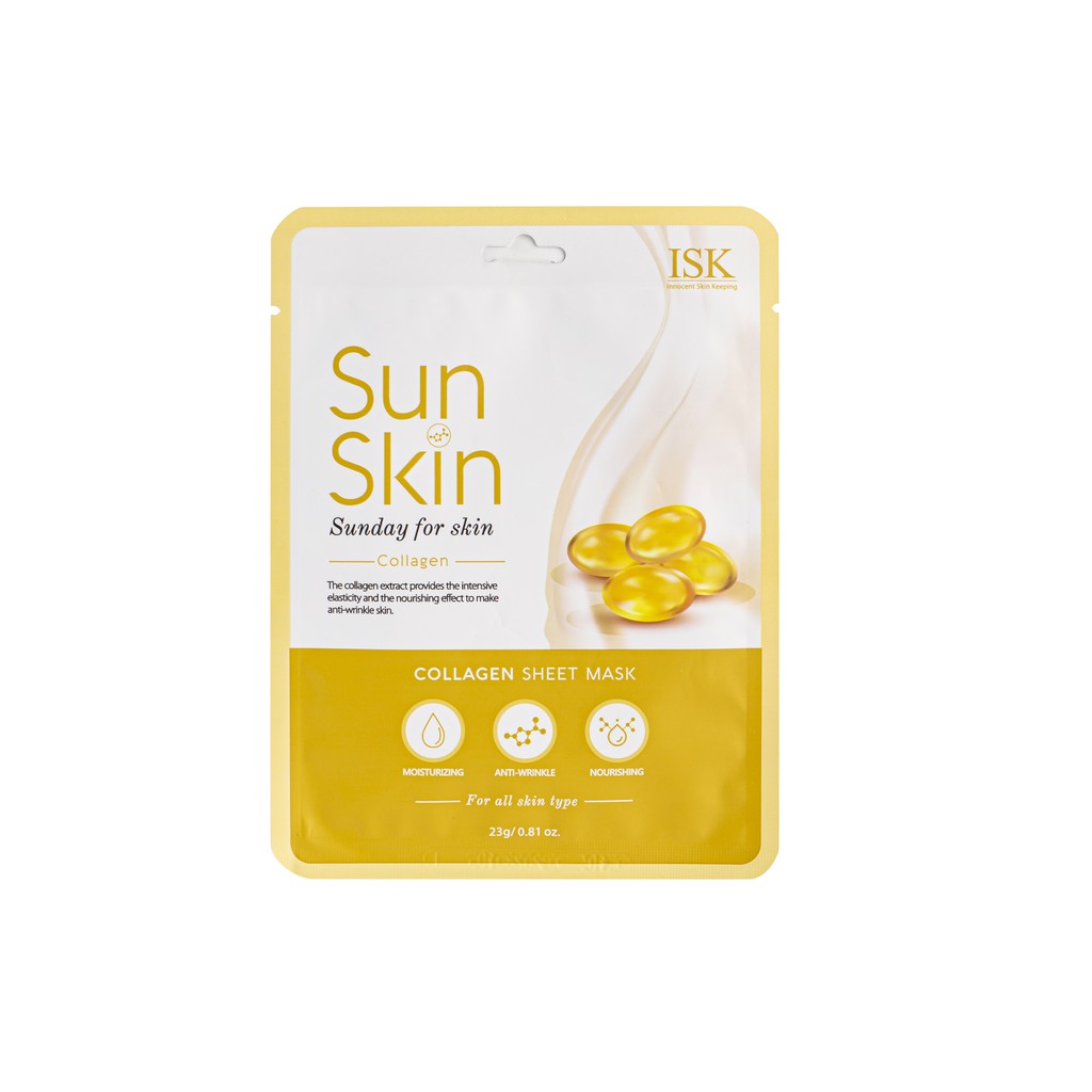 Combo 10 Mặt Nạ Giấy Hàn Quốc ISK SunSkin Collagen Sheet Mask Dưỡng Ẩm, Sáng Da Hiệu Quả