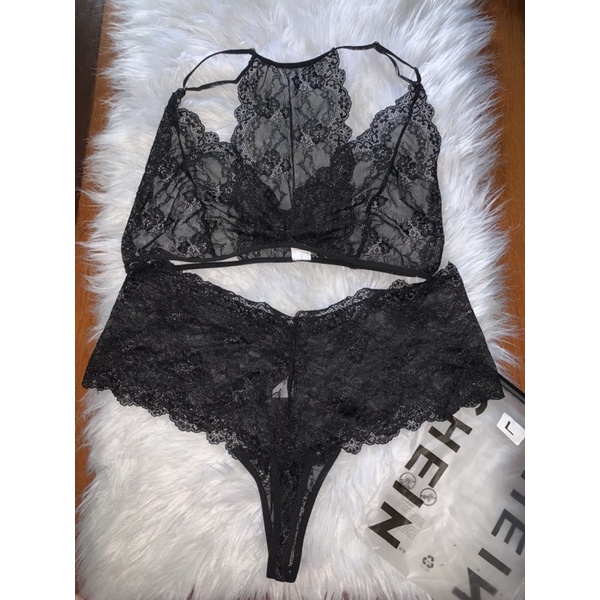 Set ren đen cổ yếm quần cạp cao lọt khe bigsize 🖤 | BigBuy360 - bigbuy360.vn