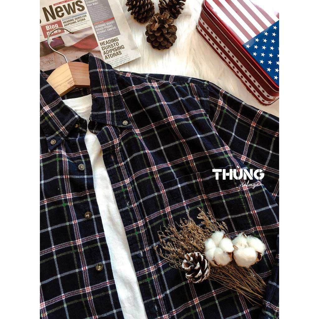 [Hình thật] Áo sơ mi nhung tăm unisex Sọc/Caro/Hoạ tiết (Áo sơ mi nhung vintage) | BigBuy360 - bigbuy360.vn